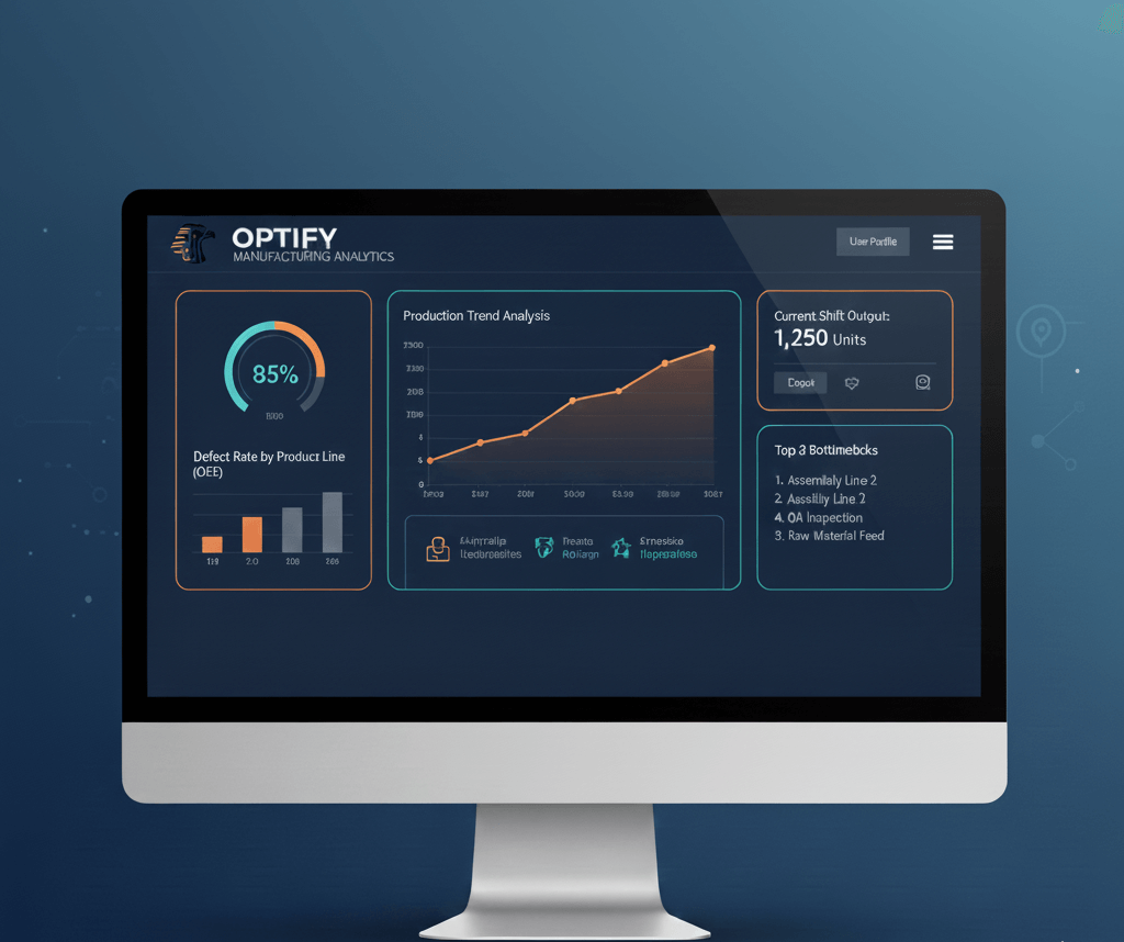 Optify Manufacturing Dashboard showing production analytics